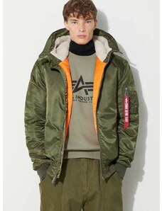 Bunda Alpha Industries MA-1 Hooded pánská, zelená barva, zimní, 158104.257