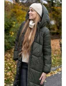 Vero Moda dámský zimní maxi kabát Uppsala tmavozelený