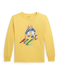 Dětská bavlněná košile s dlouhým rukávem Polo Ralph Lauren žlutá barva, s potiskem