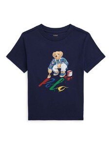 Dětské bavlněné tričko Polo Ralph Lauren černá barva, s potiskem