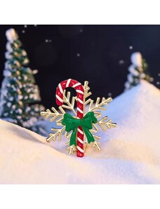 Éternelle Vánoční brož ve tvaru sněhové vločky s lízátkem