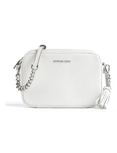 Michael Kors kožená crossbody kabelka jet set ginny silver bílá