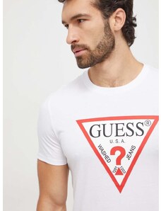Bavlněné tričko Guess bílá barva, s potiskem, M2YI71 I3Z14