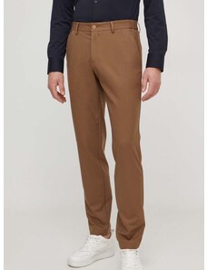 Kalhoty BOSS pánské, hnědá barva, přiléhavé, 50508198