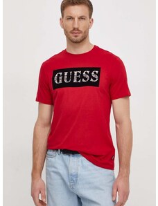 Bavlněné tričko Guess červená barva, s potiskem, M4RI70 K9RM1