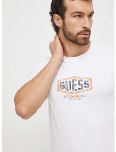 Bavlněné tričko Guess bílá barva, s potiskem, M4RI33 J1314