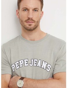 Bavlněné tričko Pepe Jeans zelená barva, s potiskem