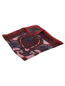 Pranita Hedvábný šátek s potiskem s tmavě červenou a tyrkysovou