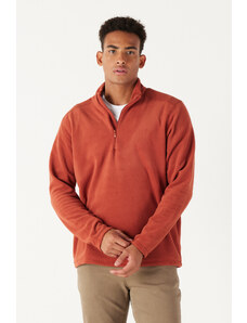 AC&Co / Altınyıldız Classics Men's Light Brown Anti-Pilling Anti-Pilling Standard Fit Stand Up Collar Fleece Sweatshirt.