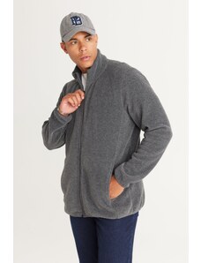 AC&Co / Altınyıldız Classics Men's Anthracite Anti-pilling Anti-Pilling Standard Fit High Bato Collar Sweatshirt Fleece Jacket