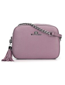 Dámská řetízková kožená crossbody kabelka Wittchen, fialová, přírodní kůže