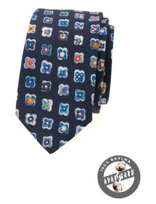 Modrá kravata vzor hravé květiny Avantgard 571-51069