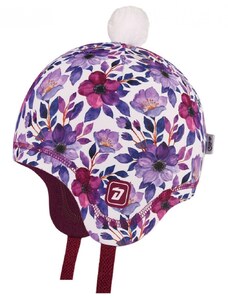 Dívčí zimní funkční čepice Dráče - Polárka 38, fialová, květy
