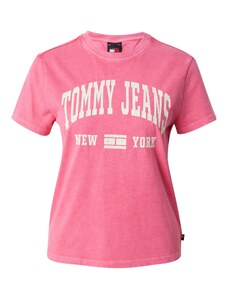 Tommy Jeans Tričko 'Varsity' růžová / bílá