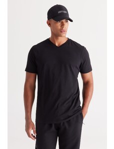 AC&Co / Altınyıldız Classics Men's Black 100% Cotton Slim Fit Slim Fit V-Neck T-Shirt