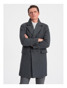 Ombre Clothing Pánský dvouřadový kabát s podšívkou V2 OM-COWC-0107 grafitový