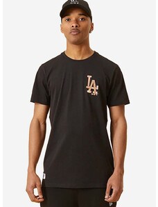 Bavlněné tričko New Era Dodgers Metallic Print černá barva, s potiskem, 12893116-black