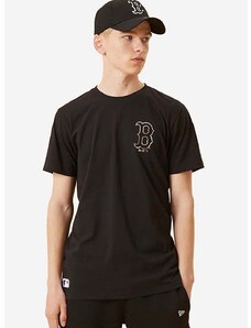 Bavlněné tričko New Era Boston Red Sox Metallic Print černá barva, s potiskem, 12893117-black
