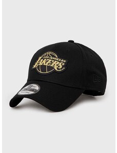 Bavlněná baseballová čepice New Era Los Angeles Lakers černá barva, s aplikací, 60364419