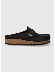 Semišové pantofle Birkenstock dámské, černá barva