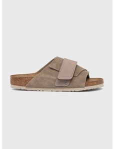 Semišové pantofle Birkenstock pánské, béžová barva