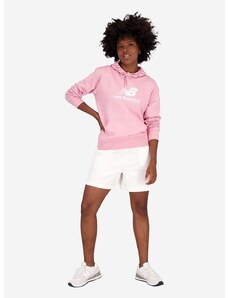 Mikina New Balance dámská, růžová barva, s kapucí, s potiskem, WT31533HAO-HAO