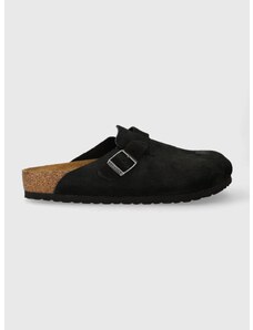 Semišové pantofle Birkenstock pánské, černá barva