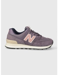 Semišové sneakers boty New Balance 574 fialová barva