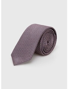 Hedvábná kravata HUGO růžová barva, 50509054