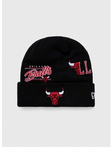 Čepice New Era černá barva, z husté pleteniny, CHICAGO BULLS