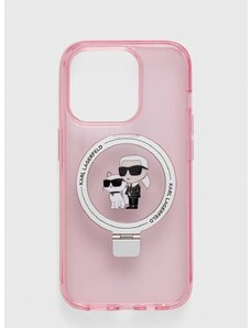 Obal na telefon Karl Lagerfeld iPhone 15 Pro 6.1 růžová barva