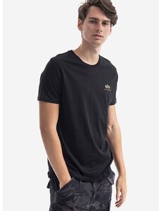 Bavlněné tričko Alpha Industries černá barva, s potiskem, 128507CP.380-black