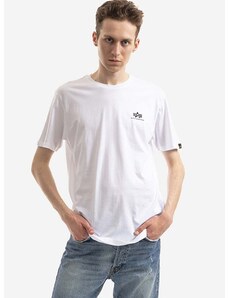 Bavlněné tričko Alpha Industries bílá barva, s potiskem, 128507CP.573-white