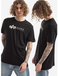 Bavlněné tričko Alpha Industries Alpha Label T 2 Pack černá barva, 118534.03