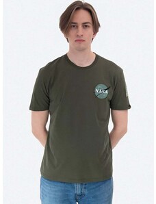 Bavlněné tričko Alpha Industries zelená barva, 176507.257-green