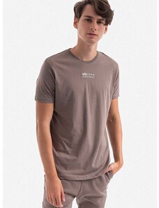 Bavlněné tričko Alpha Industries šedá barva, s potiskem, 118529.628-grey