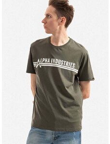 Bavlněné tričko Alpha Industries zelená barva, 126505.142-green