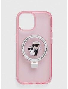 Obal na telefon Karl Lagerfeld iPhone 15 6.1 růžová barva