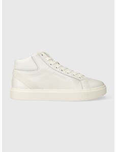 Kožené sneakers boty Calvin Klein HIGH TOP LACE UP ARCHIVE STRIPE bílá barva, HM0HM01291