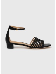 Kožené sandály Lauren Ralph Lauren Fionna dámské, černá barva, 8029200000000000