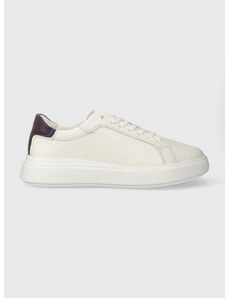 Kožené sneakers boty Calvin Klein LOW TOP LACE UP PET bílá barva, HM0HM01288