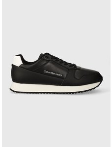 Sneakers boty Calvin Klein Jeans RETRO RUNNER LOW LTH IN SAT černá barva, YM0YM00863