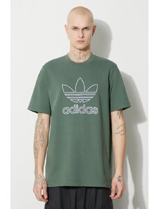 Bavlněné tričko adidas Originals Trefoil Tee zelená barva, s aplikací, IR7993