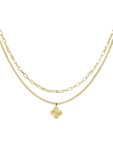 ORNAMENTI Pozlacený náhrdelník Double Flower gold