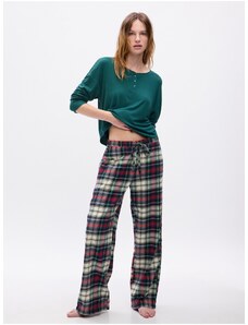 Béžovo-červené dámské kostkované pyžamové kalhoty GAP