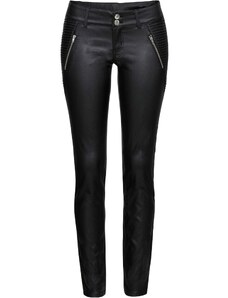 bonprix Kalhoty z umělé kůže v motorkářském vzhledu Černá