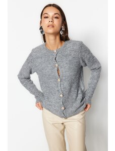 Trendyol šedá měkká textura příslušenství pletený svetr