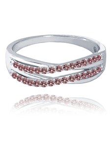 MINET Elegantní stříbrný prsten s hnědými zirkony vel. 55 JMAS0196HR55