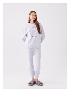 LC Waikiki Crew Neck Printed Long Sleeve Women's Pajamas Set