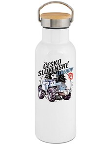 123triko.cz Zetor Crystal 18045, V6 - Bílá termoska s bambusovým víčkem 500 ml - 500 ml